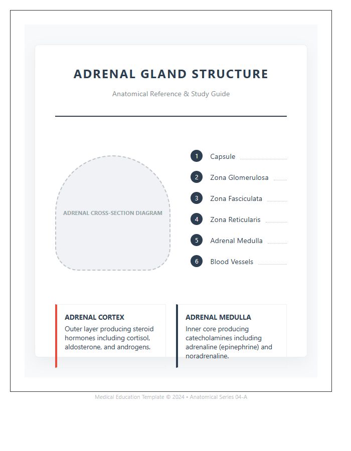 Anatomical Adrenal Gland Cross Section Printable Chart