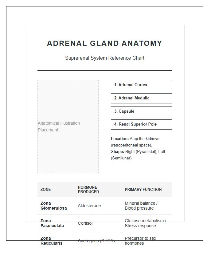 Biological Human Adrenal Gland Printable Chart