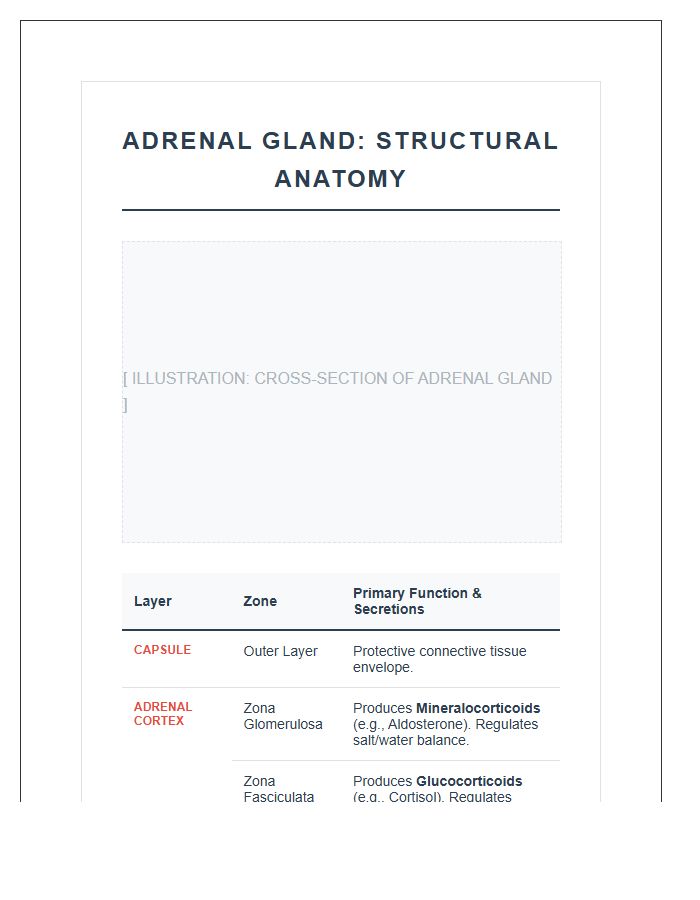 Detailed Adrenal Gland Structure Printable Chart