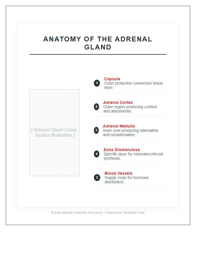 Labeled Human Adrenal Gland Printable Chart
