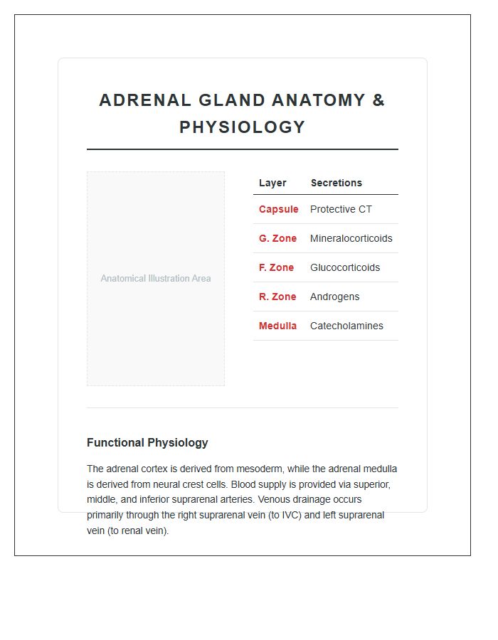Physiological Adrenal Gland Anatomy Printable Chart