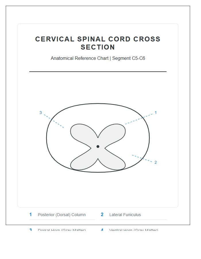 Cervical Human Spinal Cord Cross Section Printable Chart