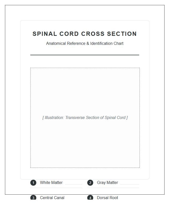 Educational Human Spinal Cord Cross Section Printable Chart