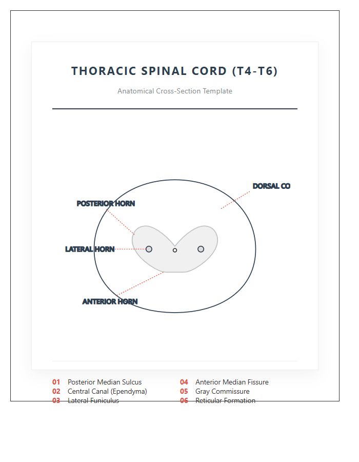 Thoracic Human Spinal Cord Cross Section Printable Chart
