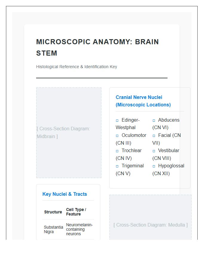 Microscopic Anatomy Of The Brain Stem Printable Chart