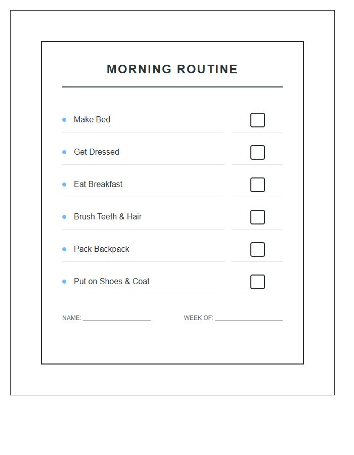 Family Morning Routine Printable Chart