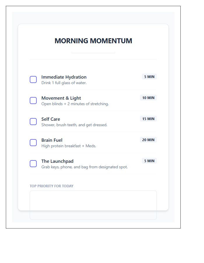 Morning Routine Printable Chart For ADHD Management