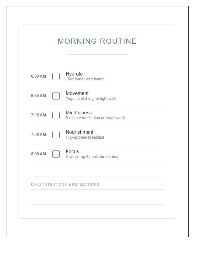 Morning Routine Printable Chart For Healthy Habits