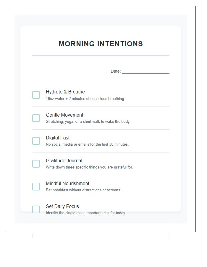 Morning Routine Printable Chart For Mental Wellness