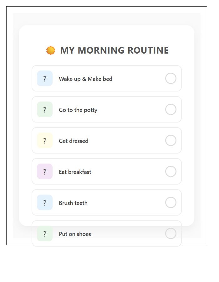 Morning Routine Printable Chart For Toddlers