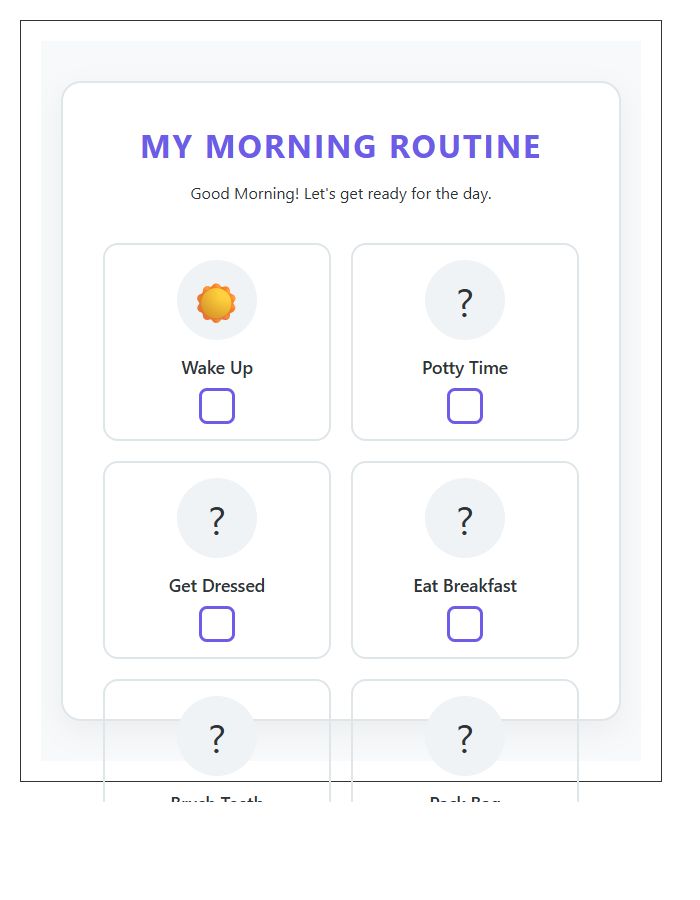 Preschool Morning Routine Printable Chart With Pictures