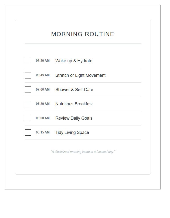 Simple Morning Routine Printable Chart
