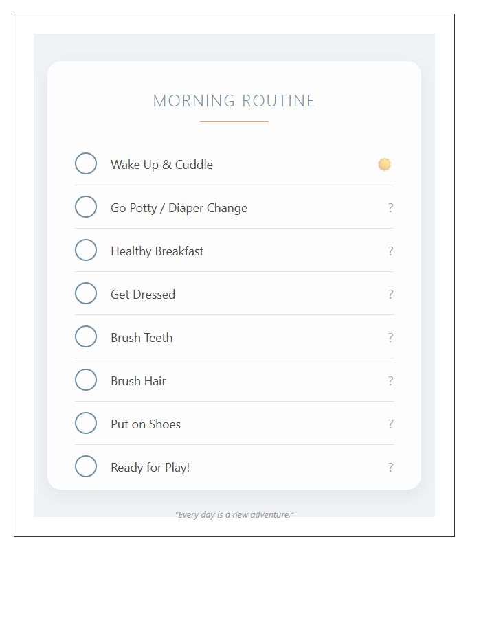 Toddler Morning Routine Printable Chart For Home