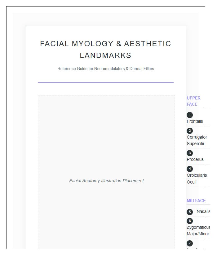 Aesthetic Medicine Facial Muscle Anatomy Printable Chart
