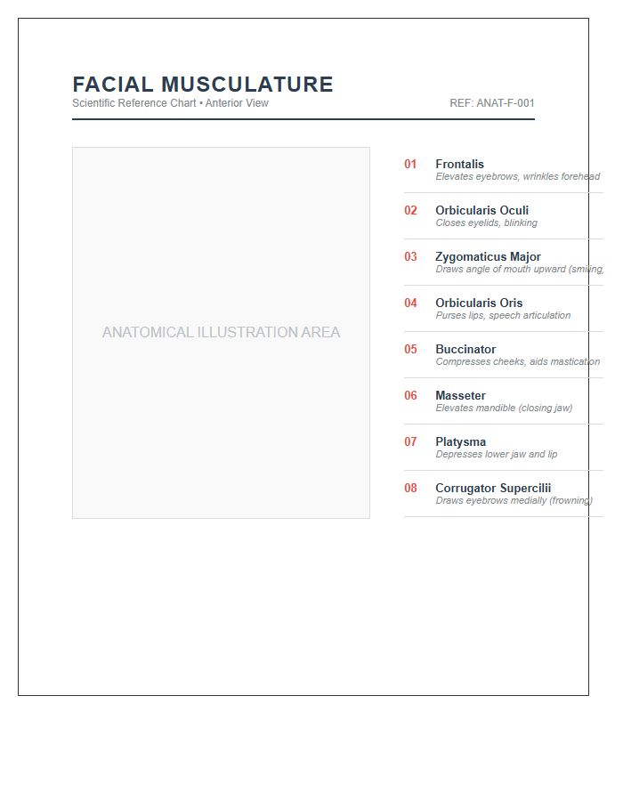 Scientific Facial Muscle Anatomy Printable Chart