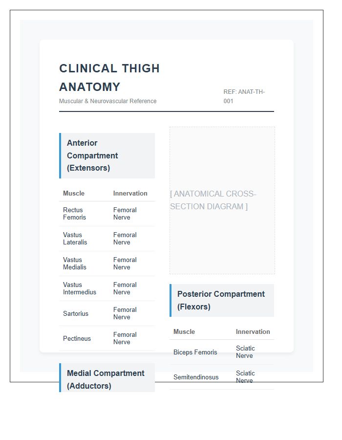 Clinical Thigh Anatomy Reference Printable Chart