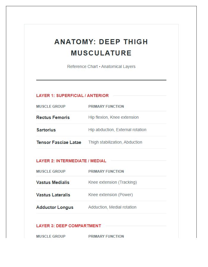 Deep Thigh Muscle Layers Printable Chart