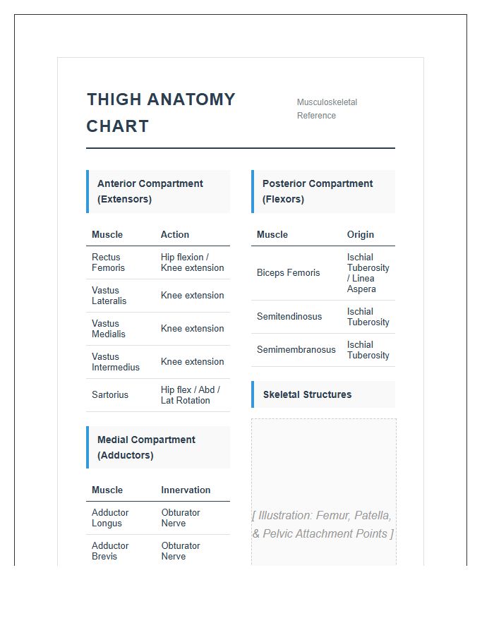 Musculoskeletal System Thigh Printable Chart