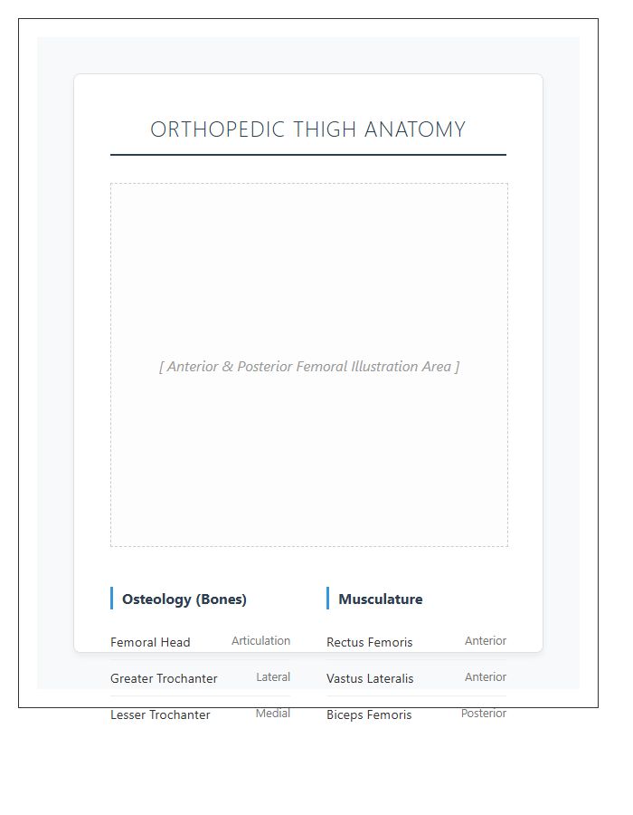 Orthopedic Thigh Anatomy Printable Chart
