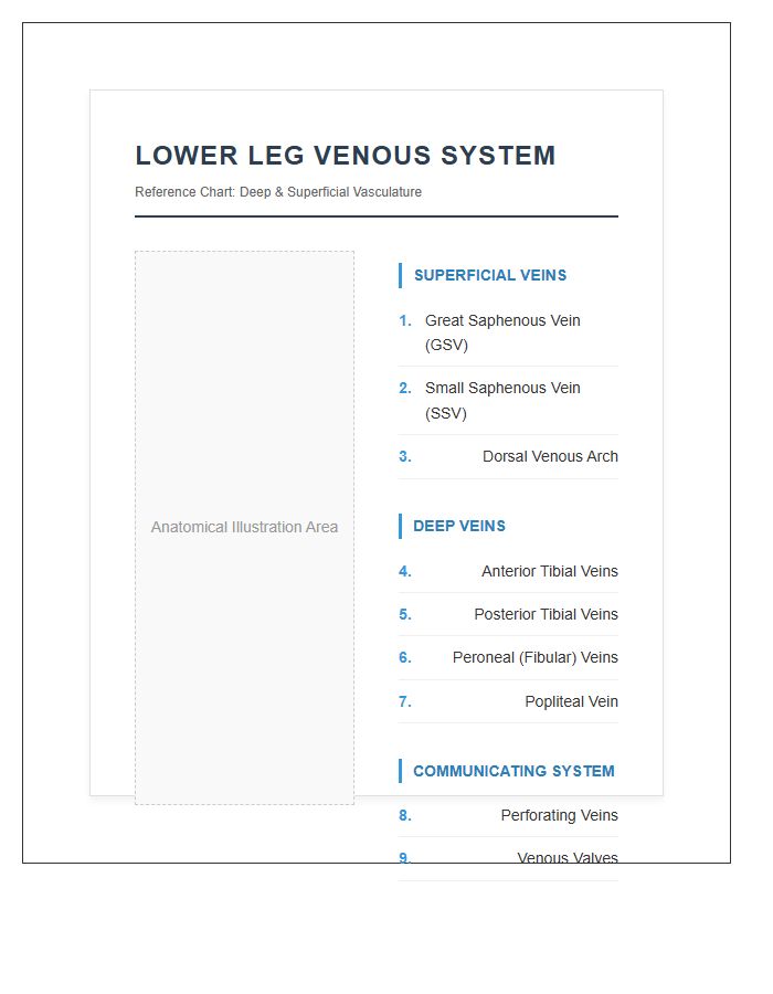 Human Lower Leg Venous System Anatomy Printable Chart