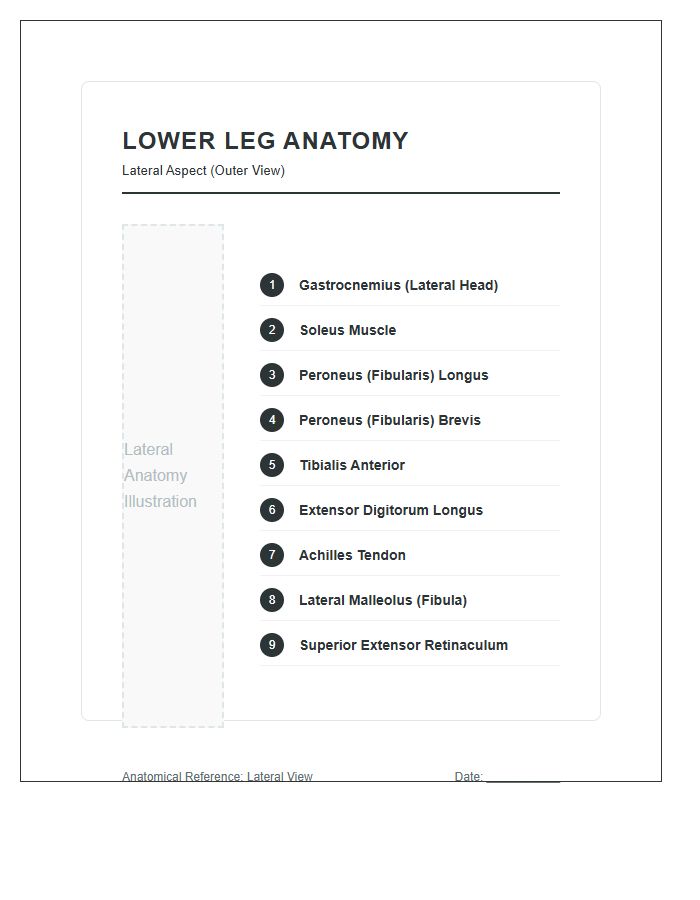 Lateral View Lower Leg Anatomy Printable Chart