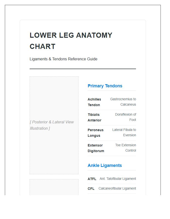 Lower Leg Ligament And Tendon Anatomy Printable Chart