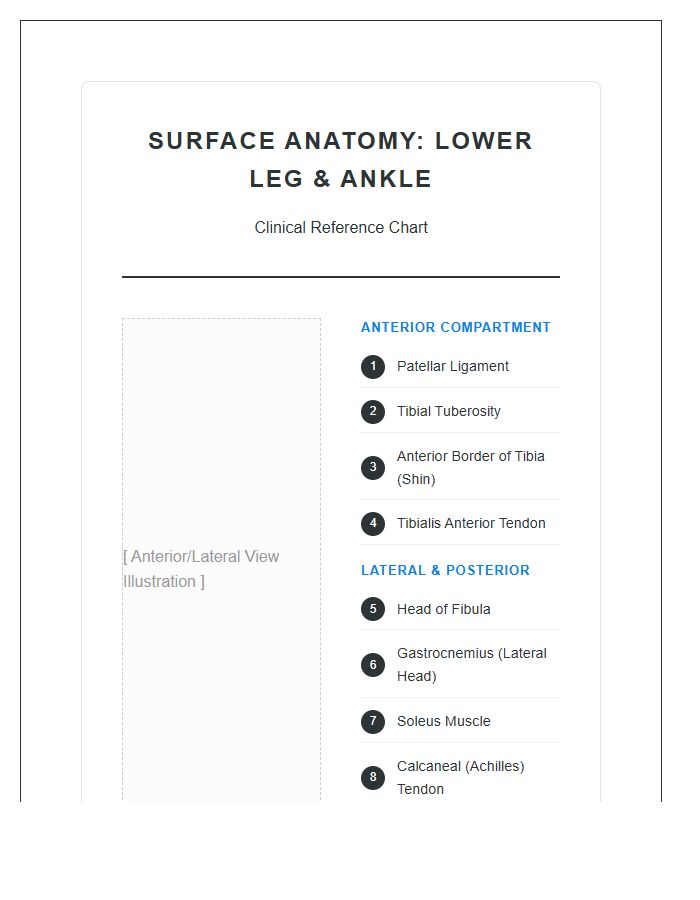 Surface Anatomy Of The Lower Leg Printable Chart