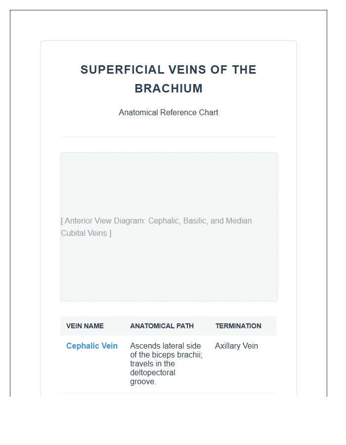 Superficial Veins Of The Brachium Printable Chart