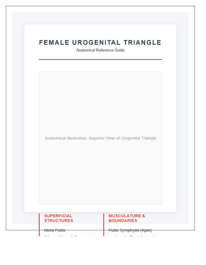 Female Urogenital Triangle Pelvic Anatomy Printable Chart