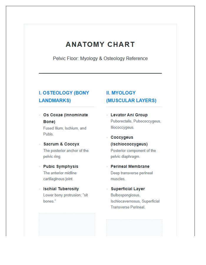 Human Pelvic Floor Myology And Osteology Anatomy Printable Chart