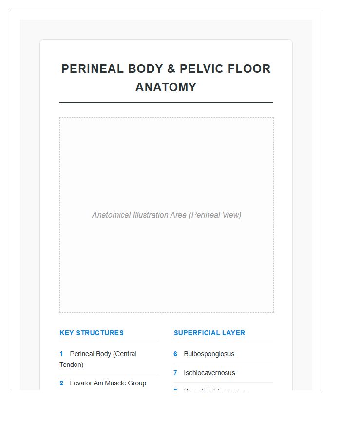 Perineal Body And Pelvic Floor Muscle Anatomy Printable Chart