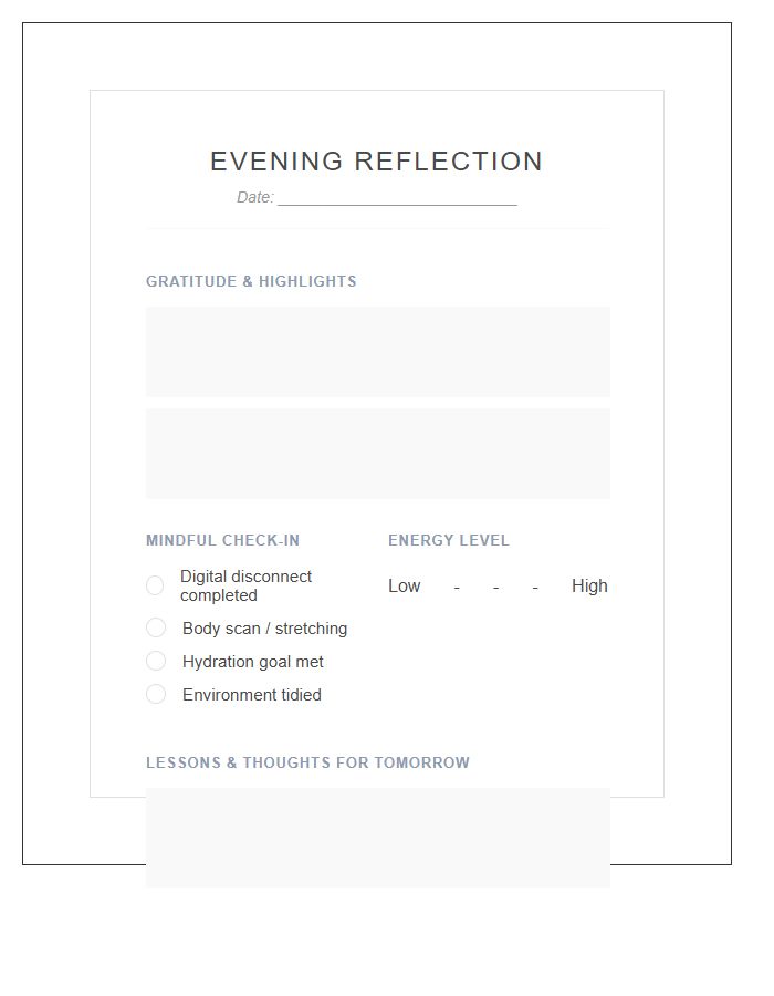 Mindful Evening Reflection Printable Chart