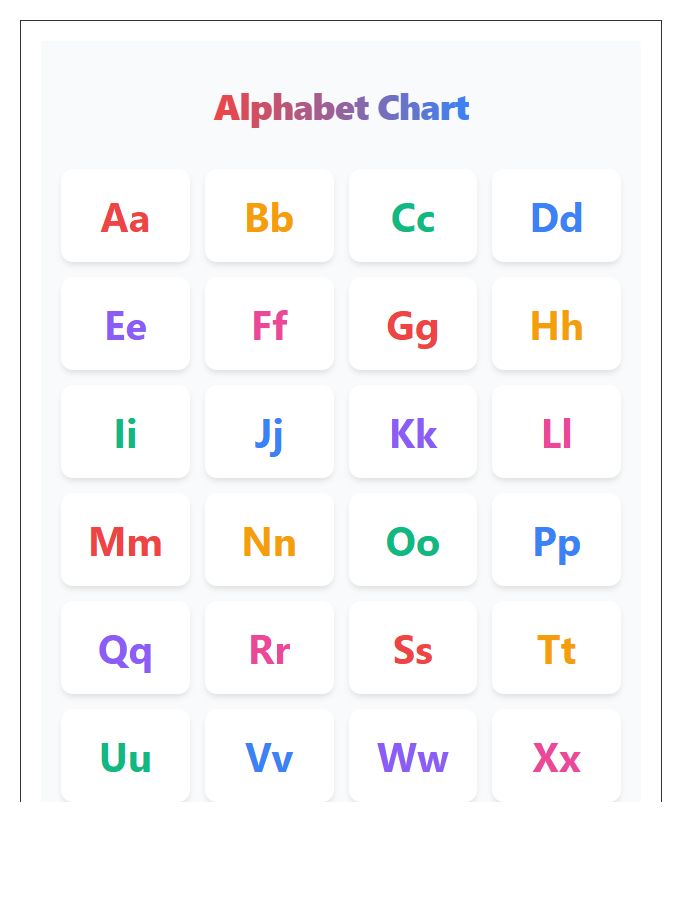 Colorful Uppercase And Lowercase Letters Printable Alphabet Chart