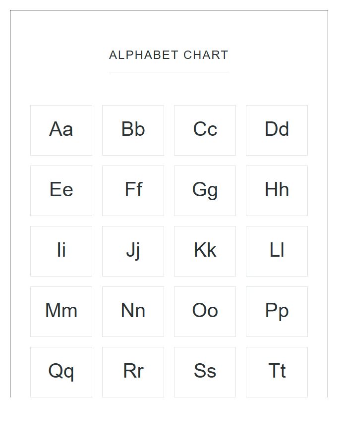 Simple Uppercase And Lowercase Letters Printable Alphabet Chart