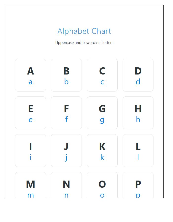Uppercase And Lowercase Letters Printable Alphabet Chart For Preschoolers