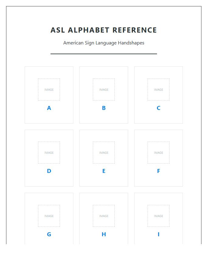 American Sign Language Alphabet Handshape Reference Chart Printable