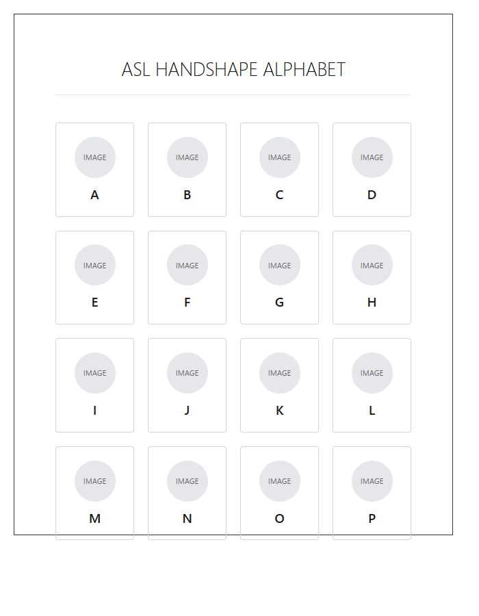ASL Basics Handshape Alphabet Visual Chart Printable
