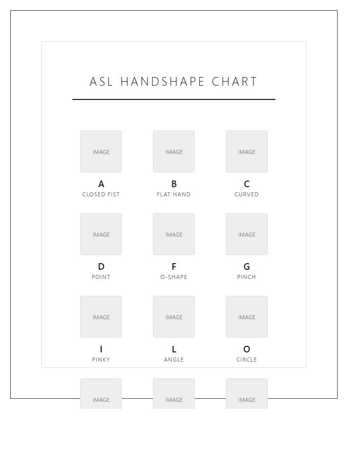 ASL Handshape Education Poster Printable Chart