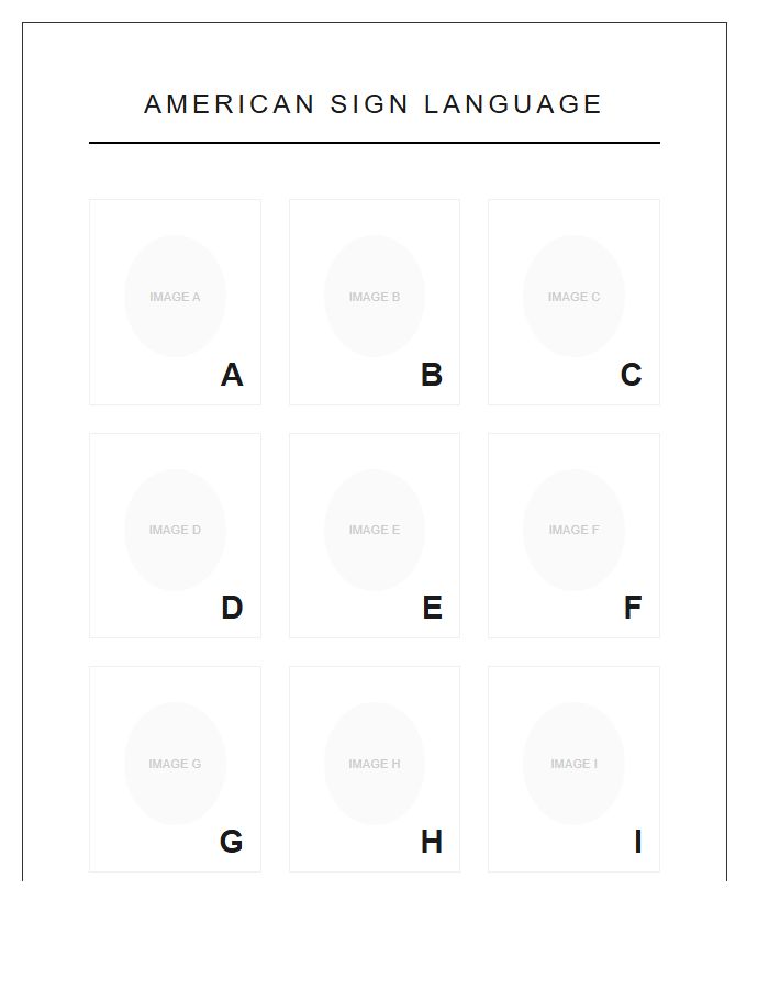 Classroom American Sign Language Handshape Alphabet Chart Printable