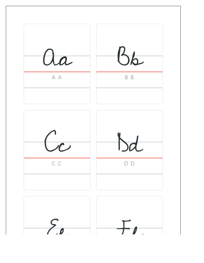 Cursive Large Format Classroom Printable Alphabet Chart