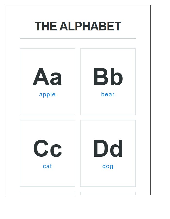 Educational Large Format Classroom Printable Alphabet Chart