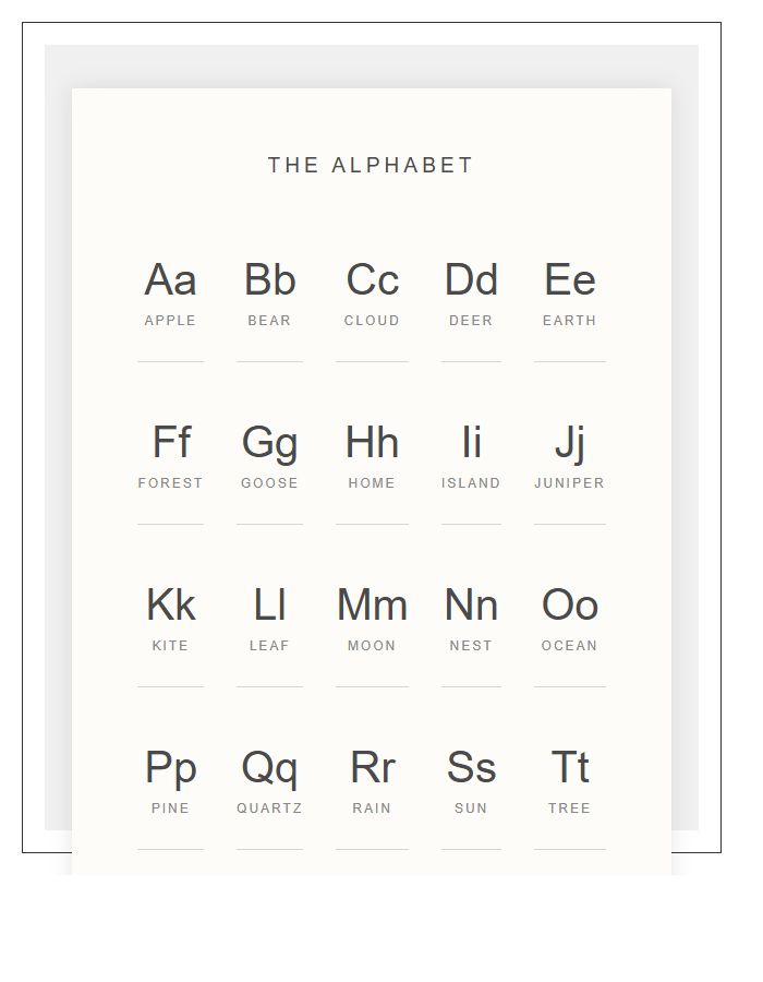Gender Neutral Modern Nursery Alphabet Chart Printable
