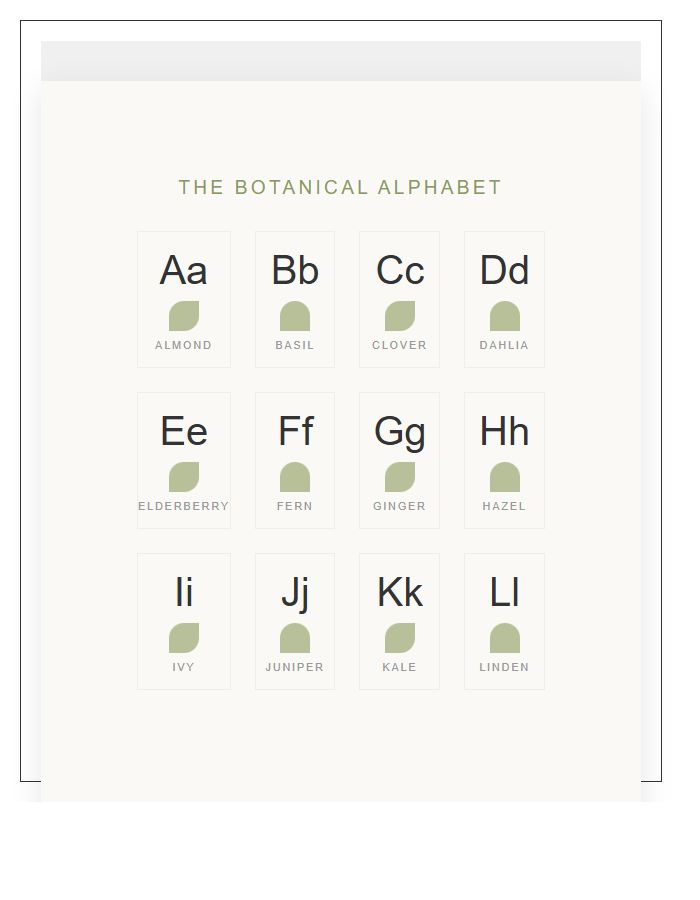 Minimalist Botanical Nursery Alphabet Chart Printable