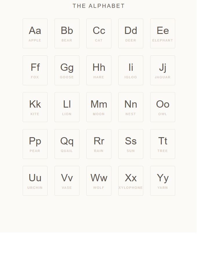 Minimalist Neutral Nursery Alphabet Chart Printable