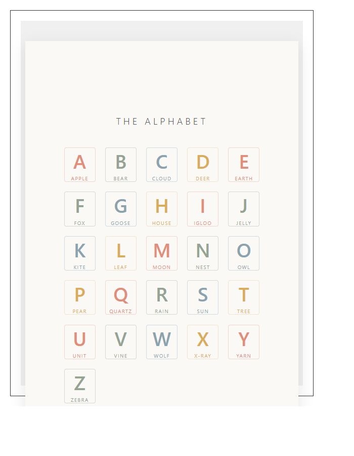 Modern Geometric Nursery Alphabet Chart Printable
