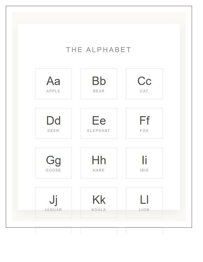 Modern Minimalist Nursery Printable Alphabet Chart