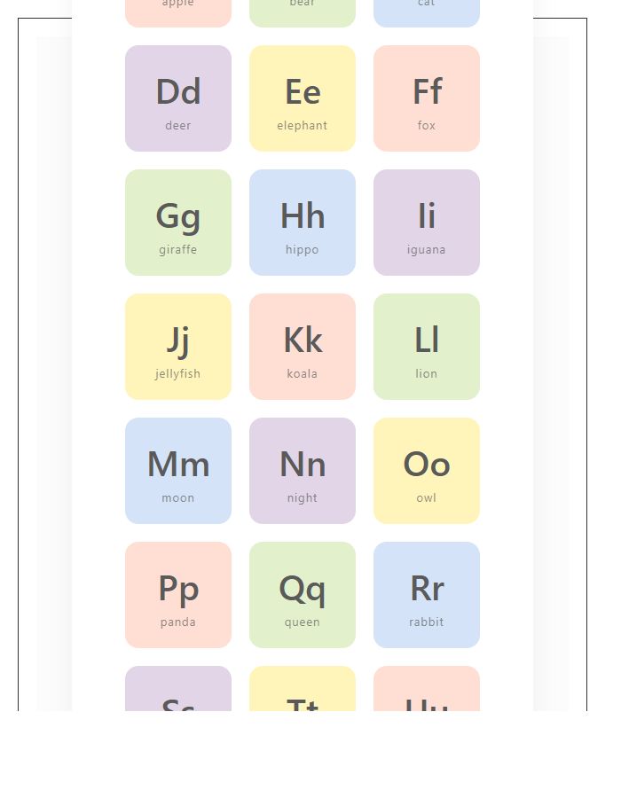 Modern Pastel Nursery Alphabet Chart Printable Poster