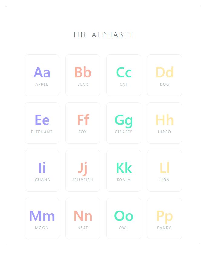 Modern Sans Serif Nursery Alphabet Chart Printable