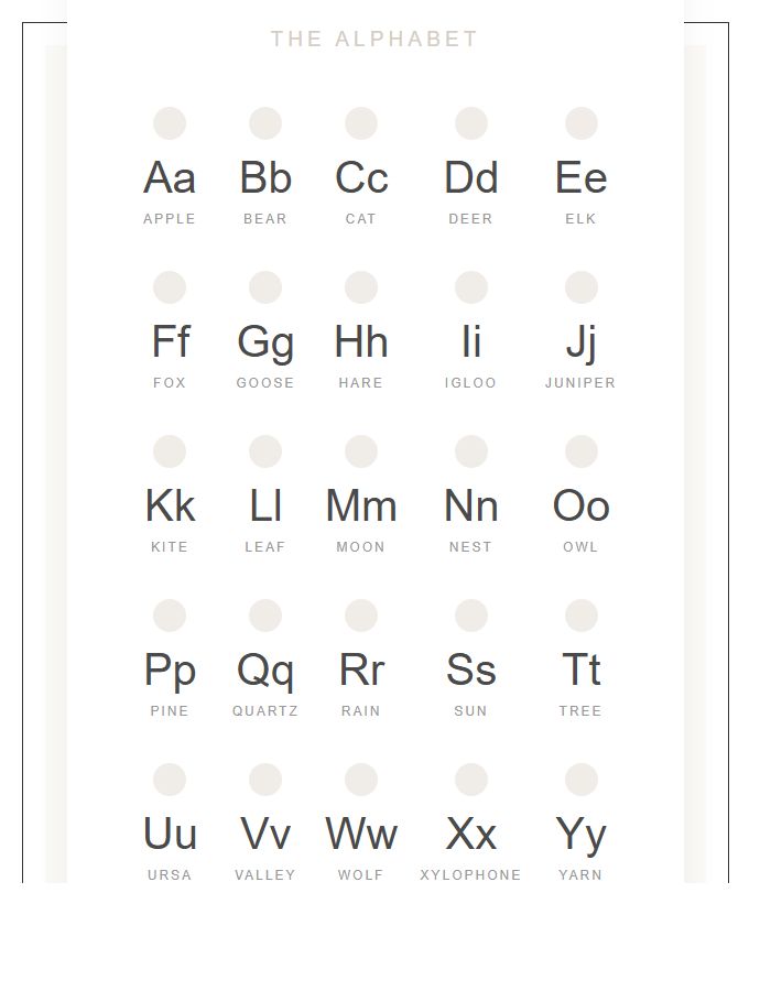 Scandinavian Style Printable Alphabet Chart For Nursery