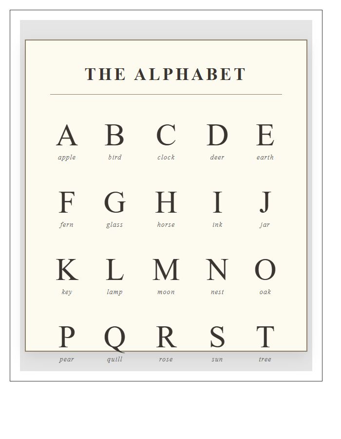 Antique Style ABC Wall Chart Printable